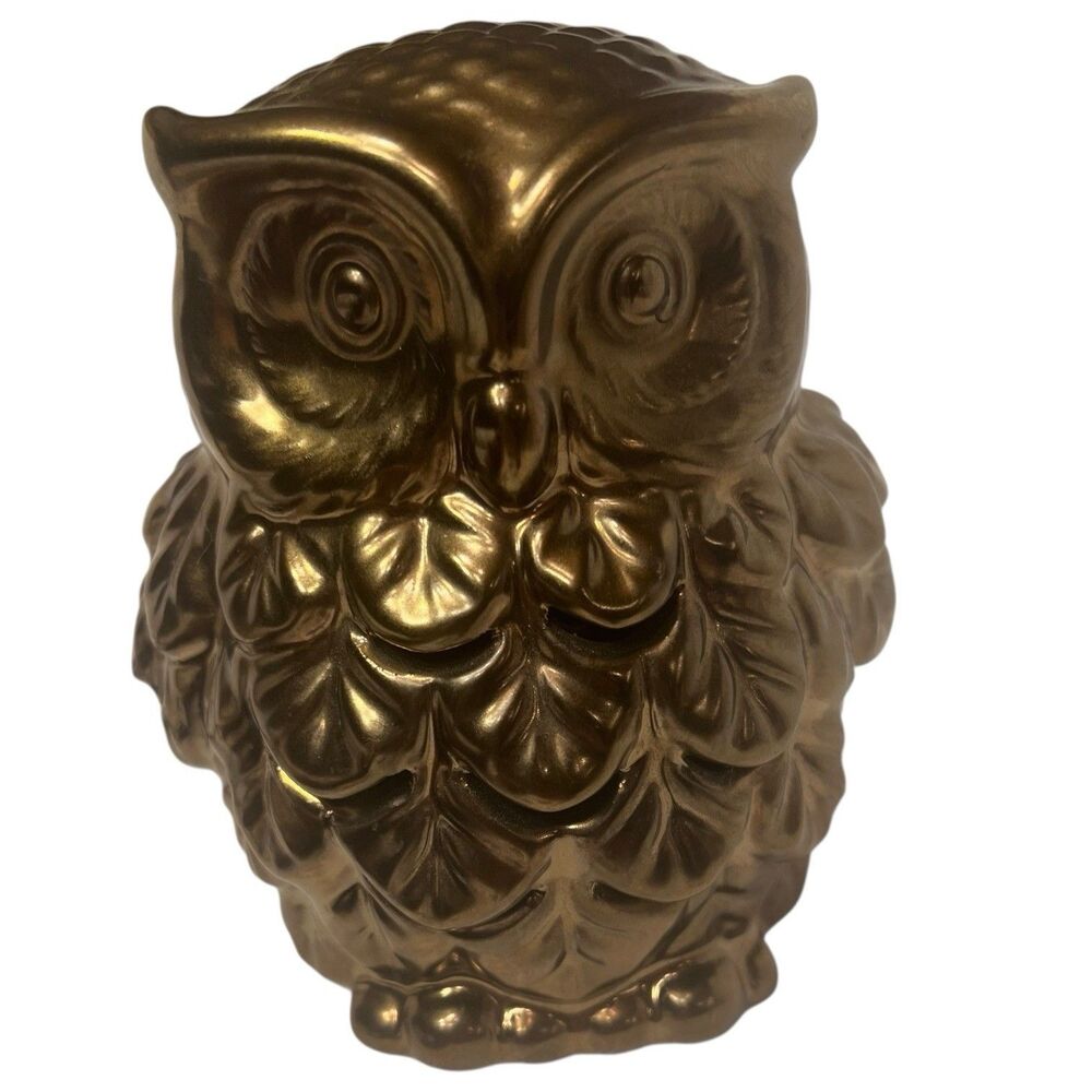 Owl Wax Warmer Ceramic Electric Gold Metallic Discontinued Home Decor Tabletop
